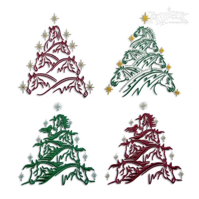 Horse Christmas Tree Machine Embroidery Design All