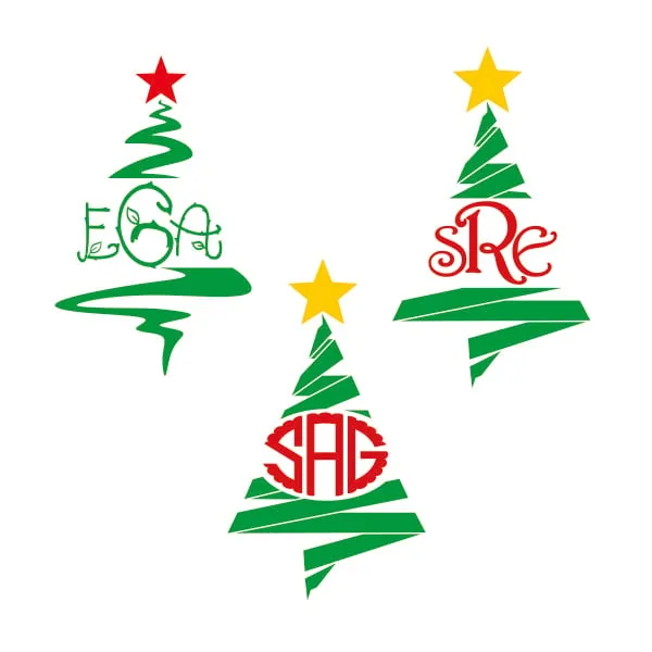 Christmas Tree Monogram Frame SVG Cuttable Design