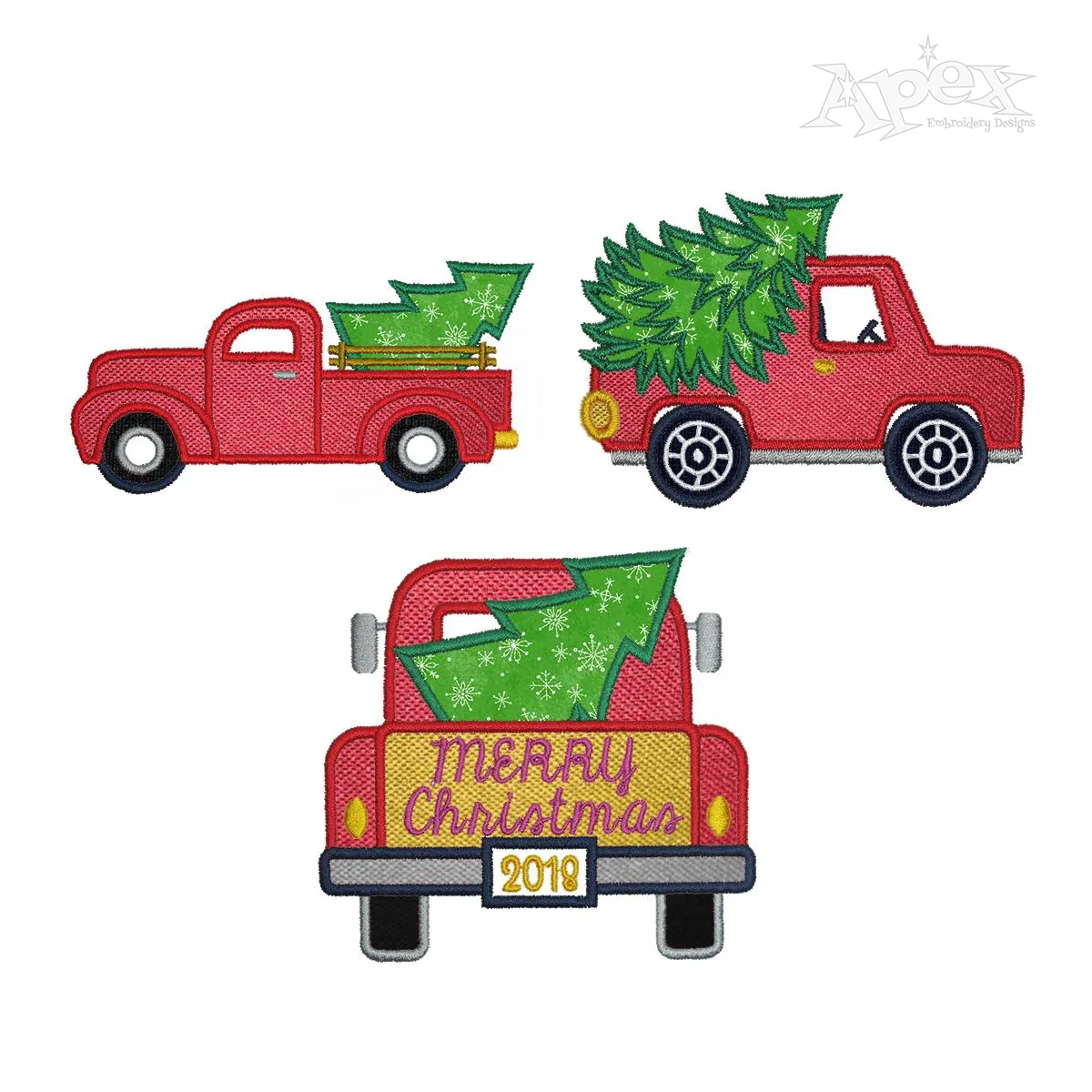 Christmas Truck Applique Machine Embroidery Designs by Apex