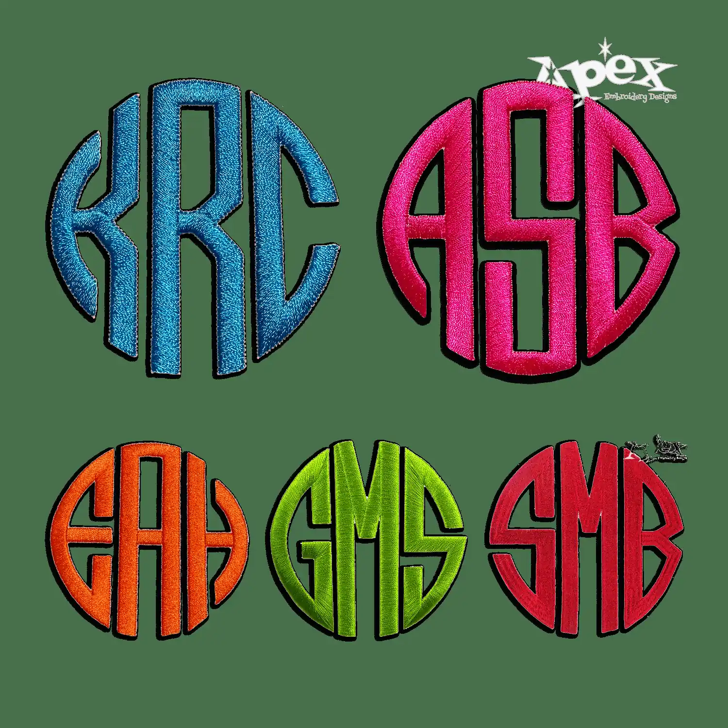 Full Round Circle Machine Embroidery Font by Apex All