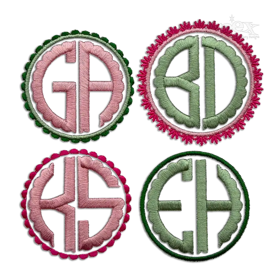 Dottie 2-letter Circle Machine Embroidery Font Sample
