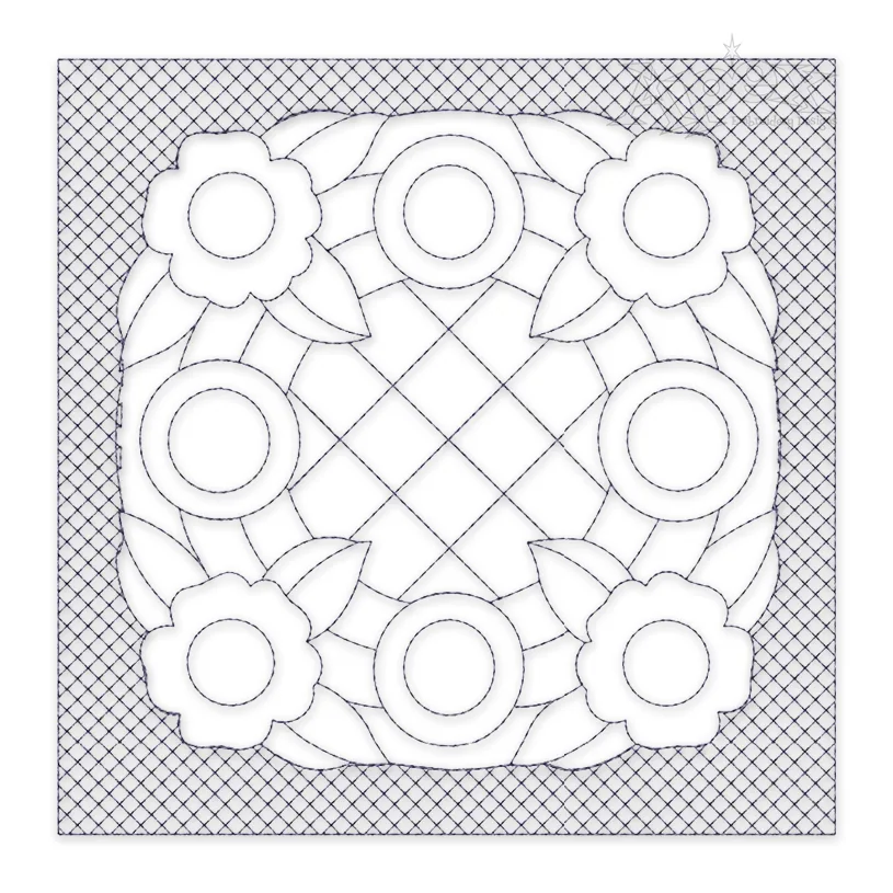 Classic Floral #2 Quilt Block Embroidery Design