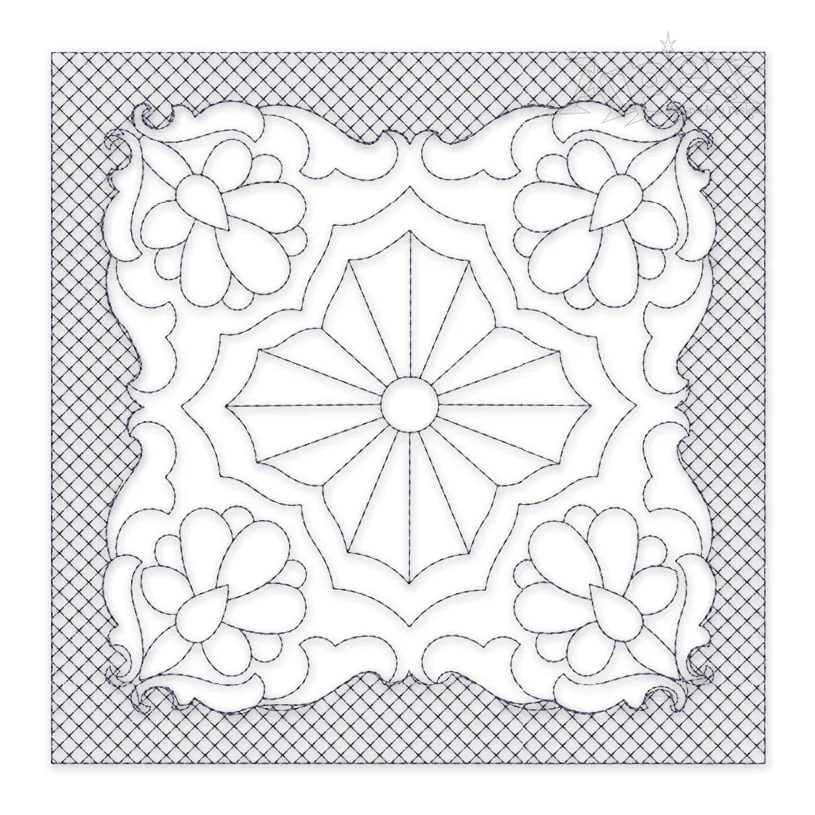Classic Floral #3 Quilt Block Embroidery Design