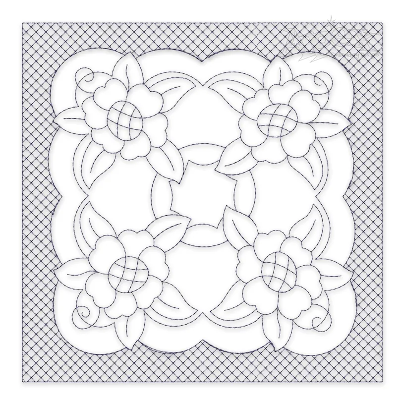 Classic Floral #5 Quilt Block Embroidery Design