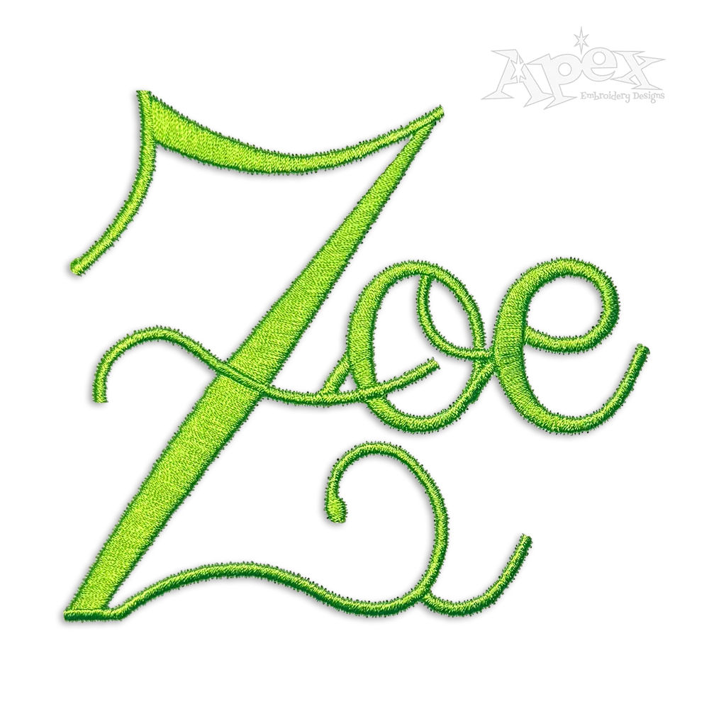 Clip Script Machine Embroidery Font by Apex Design Letters