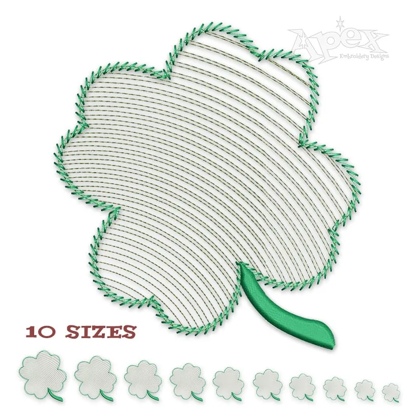Clover Leaf Sketch Embroidery Design