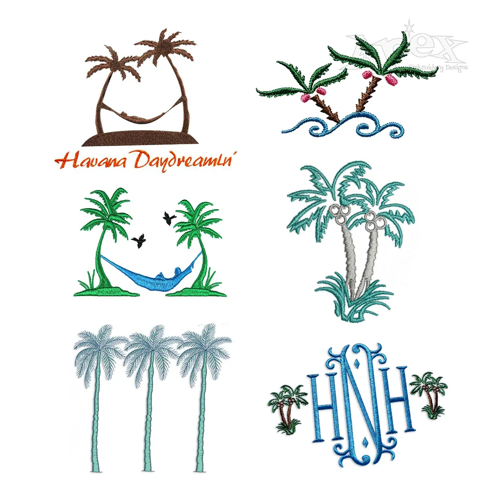 Coconut Palm Trees Island Pack Machine Embroidery Apex Designs All