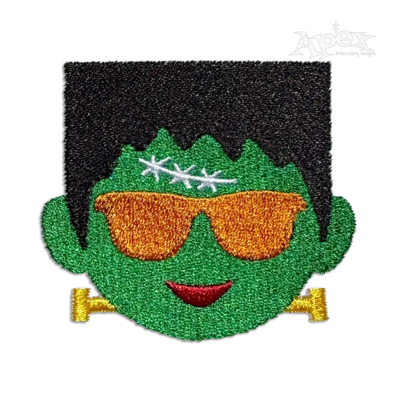 Cool Frankenstein with Sunglasses Machine Embroidery Design Digitized