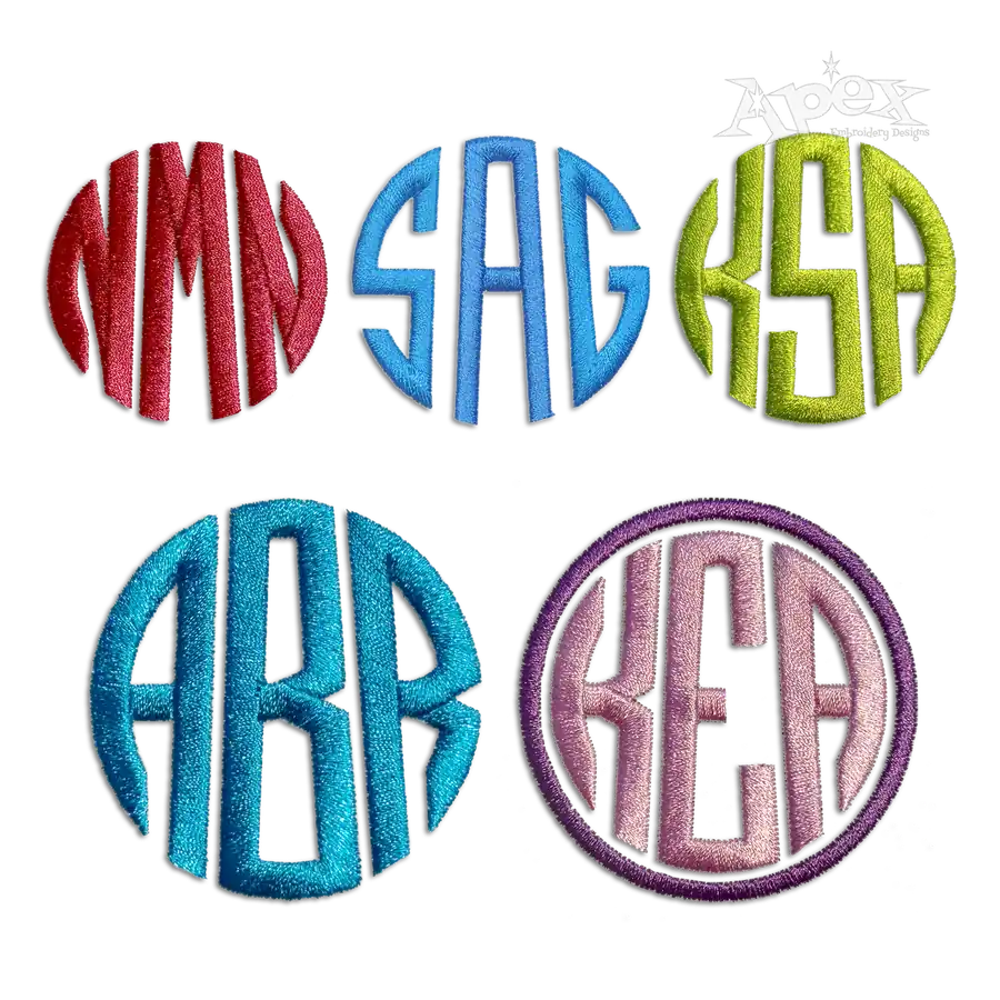 Corin Circle Monogram Machine Embroidery Font by Apex