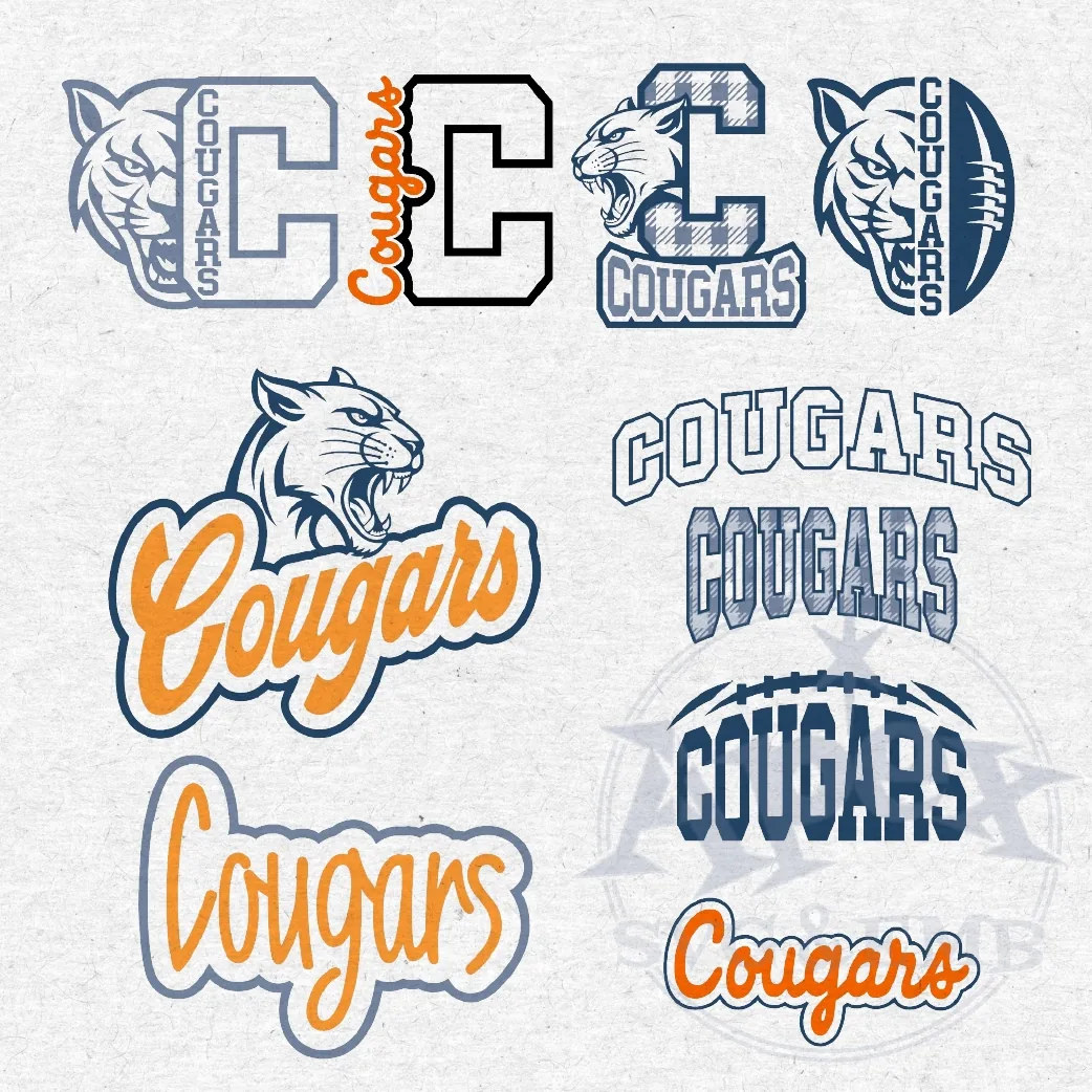 Cougars Mascot School Spirit Sports Game Bundle Vector SVG PNG Design