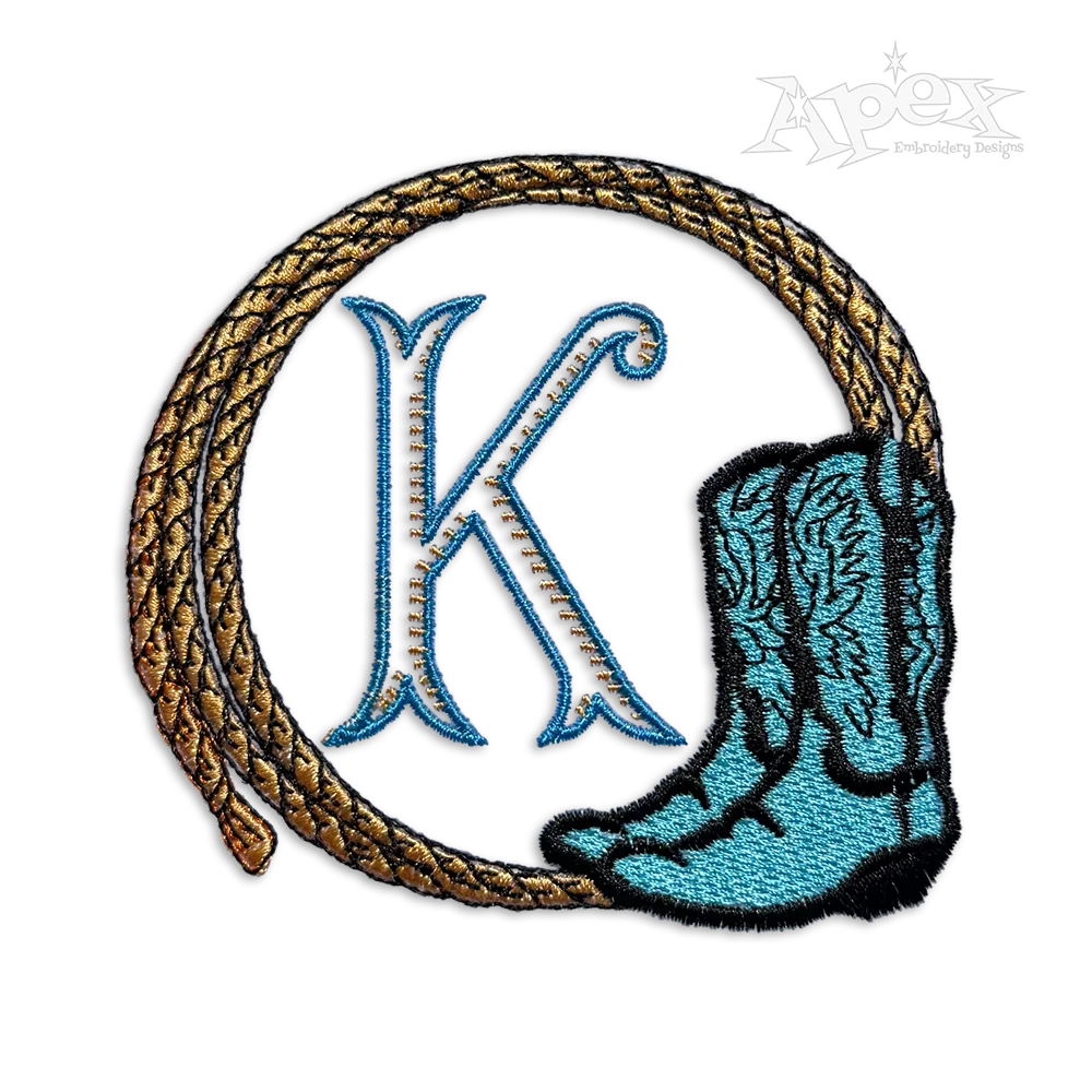 Cowboy Lasso Rope and Boots Frame Machine Embroidery Design by Apex