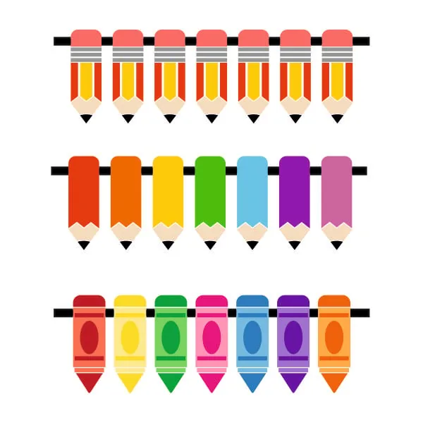 Crayons Pencils Banner Border SVG Cuttable Design