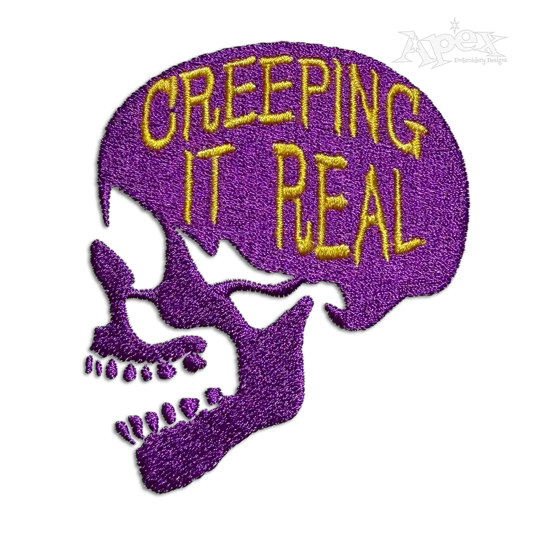 Halloween Creeping It Real Skeleton Skull Machine Embroidery Designs