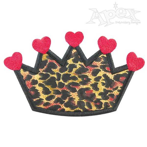 Crown Heart Applique Embroidery Designs