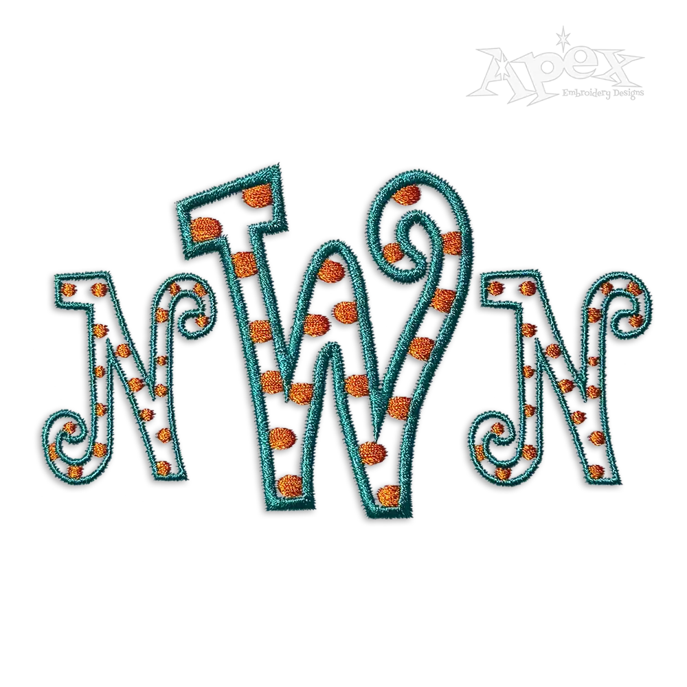 Curlz Polka Dot Machine Embroidery Font by Apex Designs