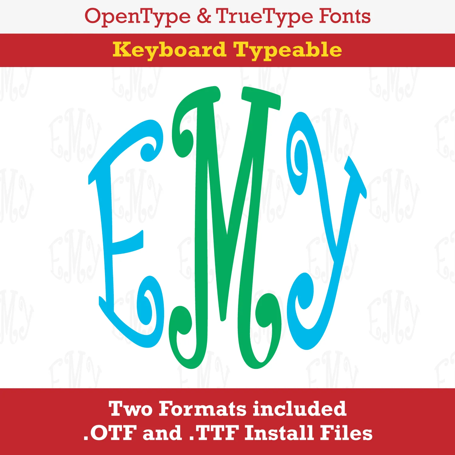 Curlz Round Circle Monogram True Type Font