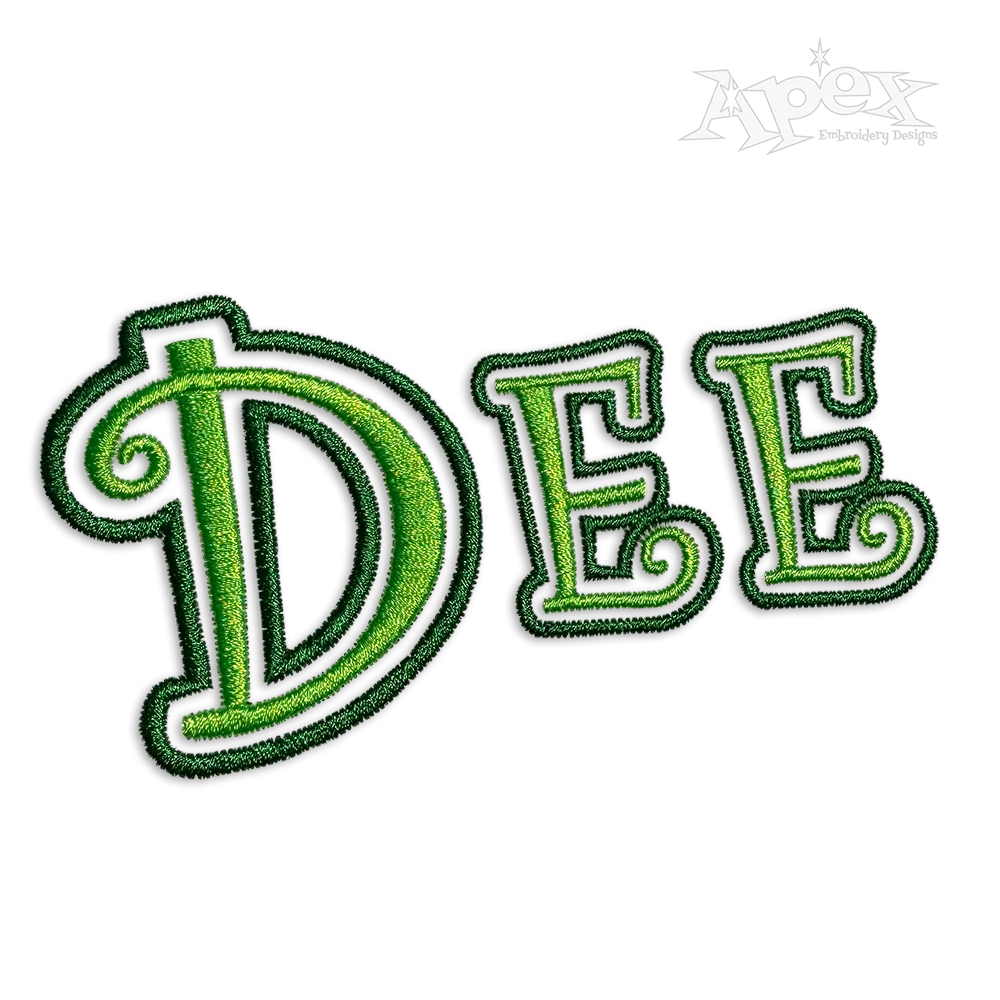 Curlz Wide 2-Color Outline Machine Embroidery Font by Apex Design