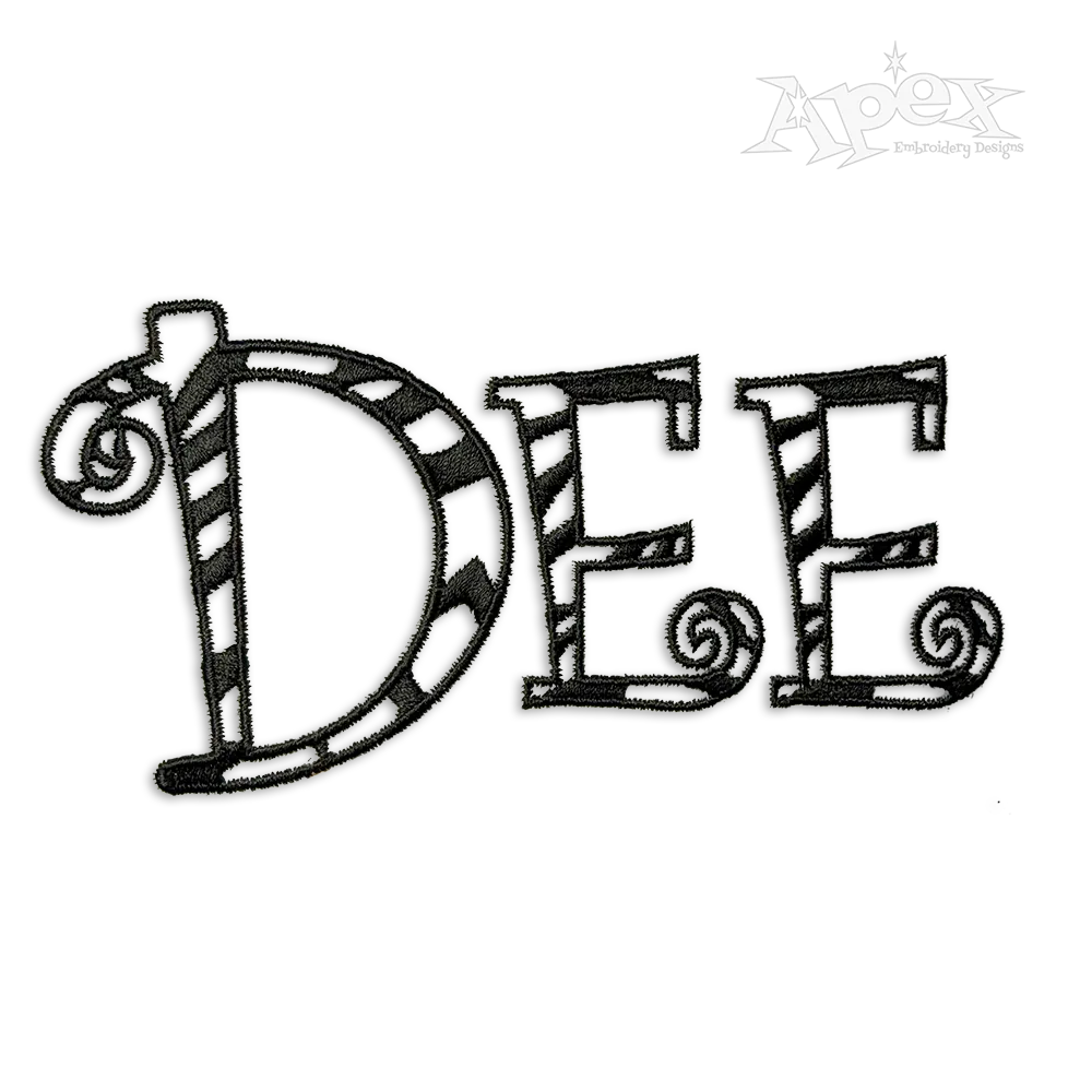 Curlz Zebra Stripe Machine Embroidery Font by Apex Designs