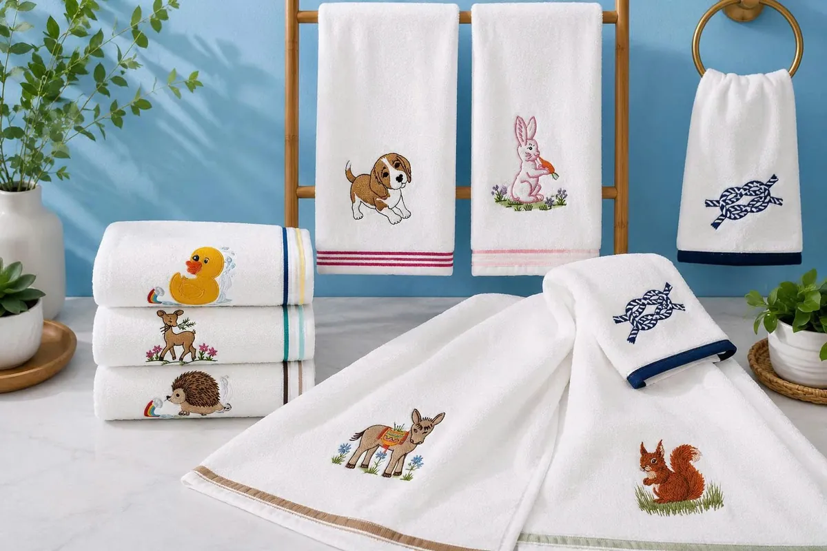 Cute Animal Embroidery for Younger Students towels for student