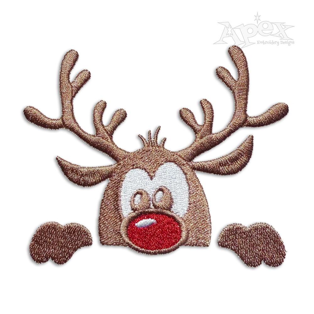 Cute Christmas Boarder or Pocket Reindeer Machine Embroidery Designs