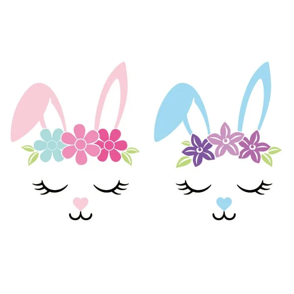 Cute Floral Bunny Face SVG Cuttable Design