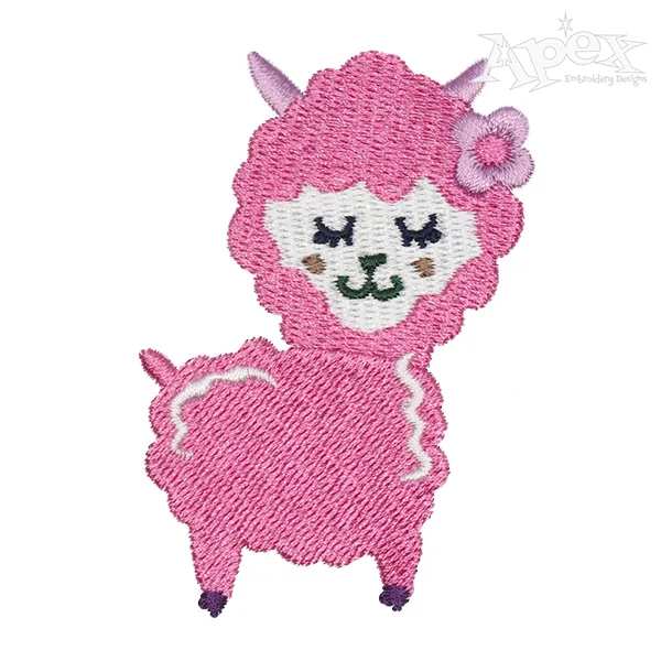 Cute Llama Embroidery Design