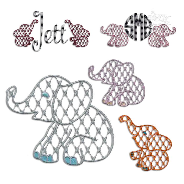 Cute Sitting Elephant Bundle embroidey