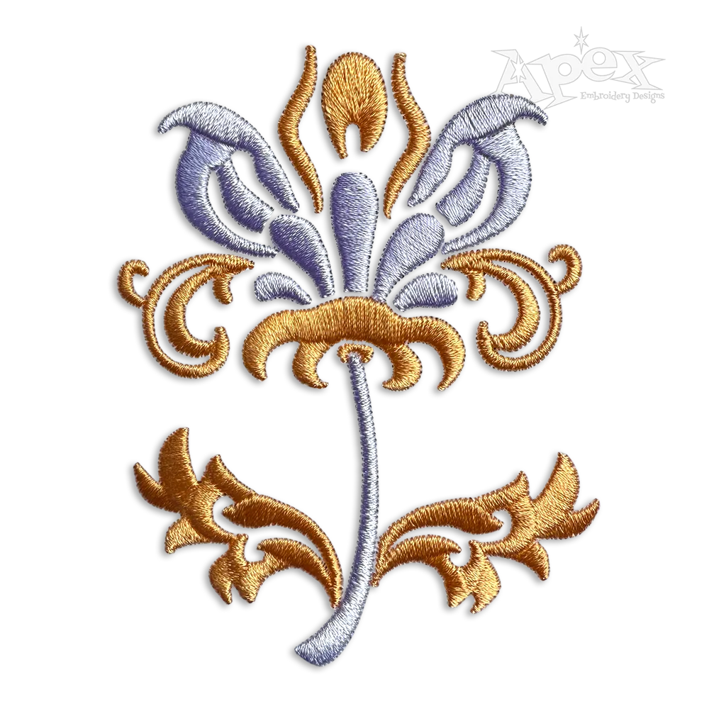 Damask Flower Machine Embroidery Design by Apex