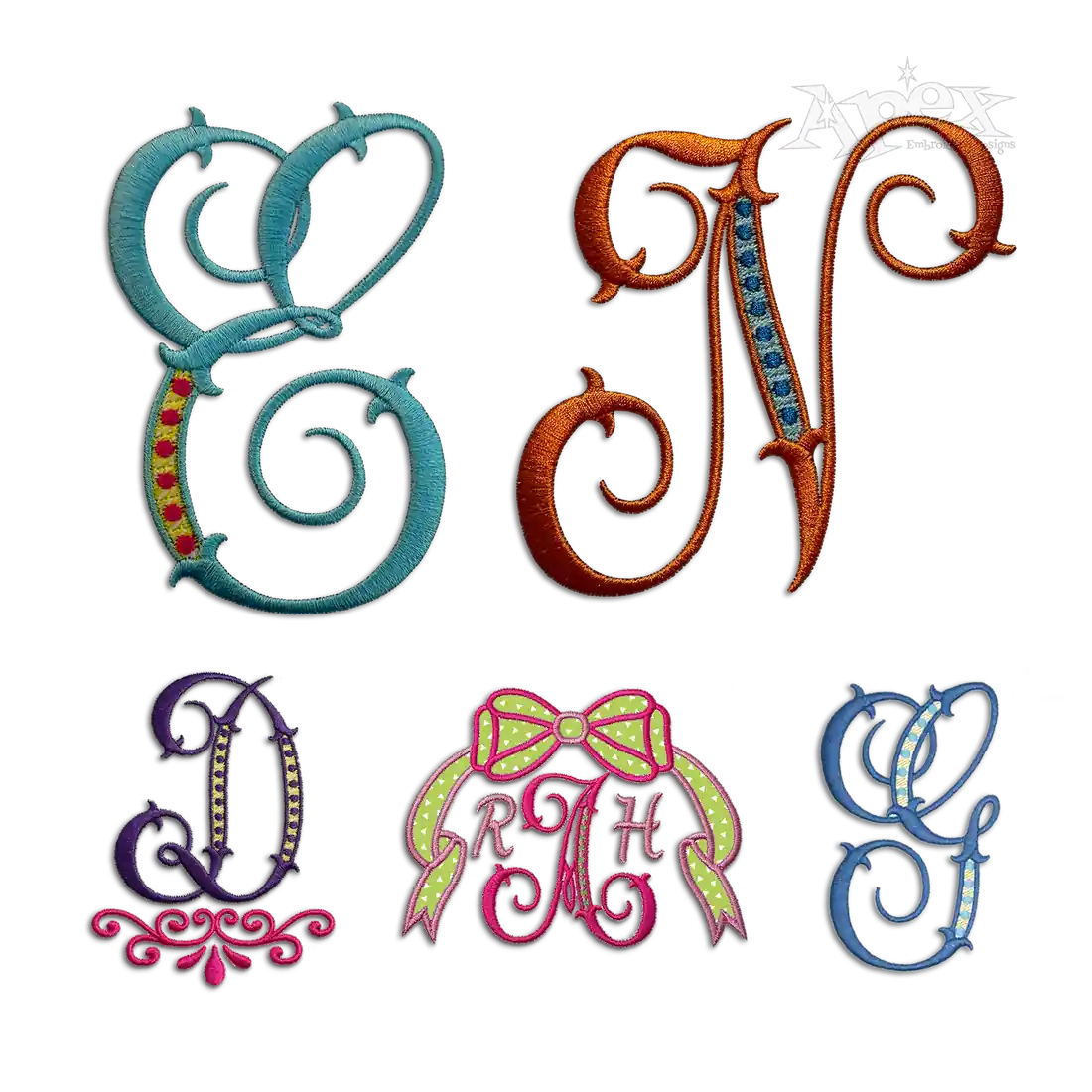 Dandy Dots Machine Embroidery Fonts by Apex All