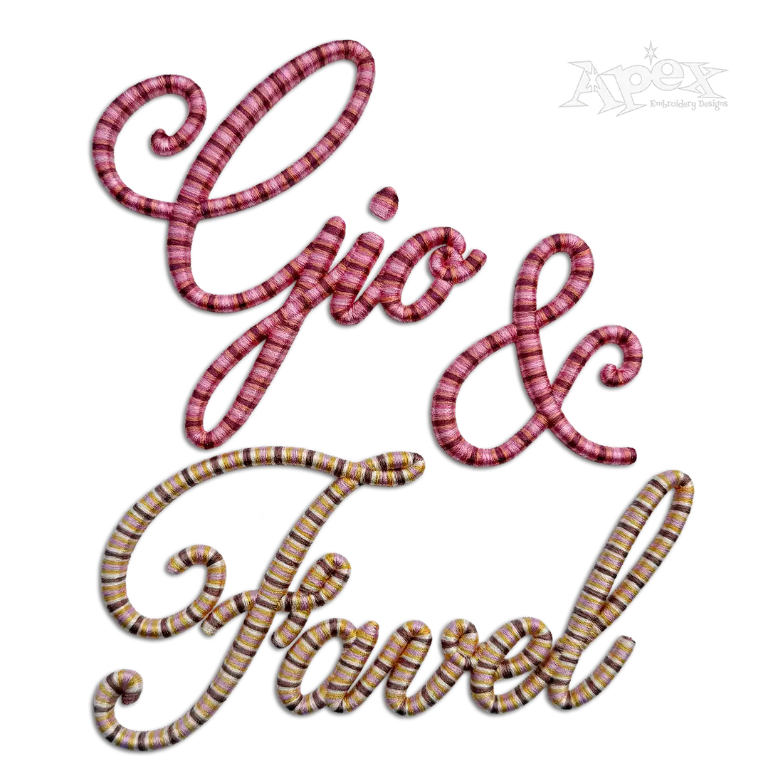 Darlene Script 3D Puff Machine Embroidery Font Alphabet