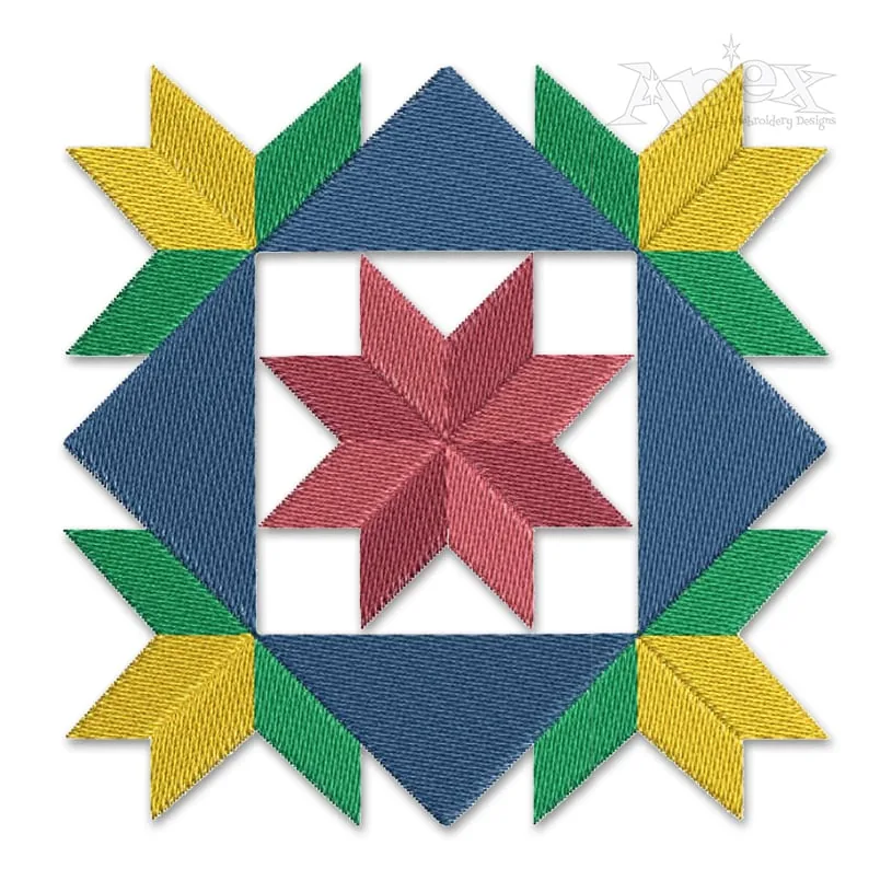 Geometric Decorative Square Block Embroidery Design