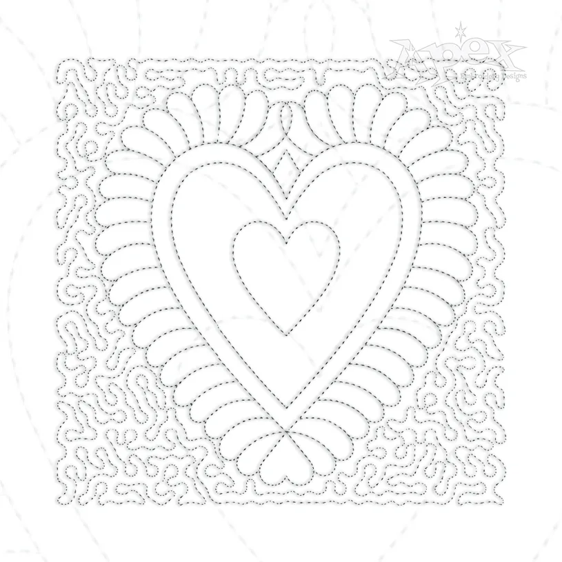 Decorative Heart Quilt Block Embroidery Design