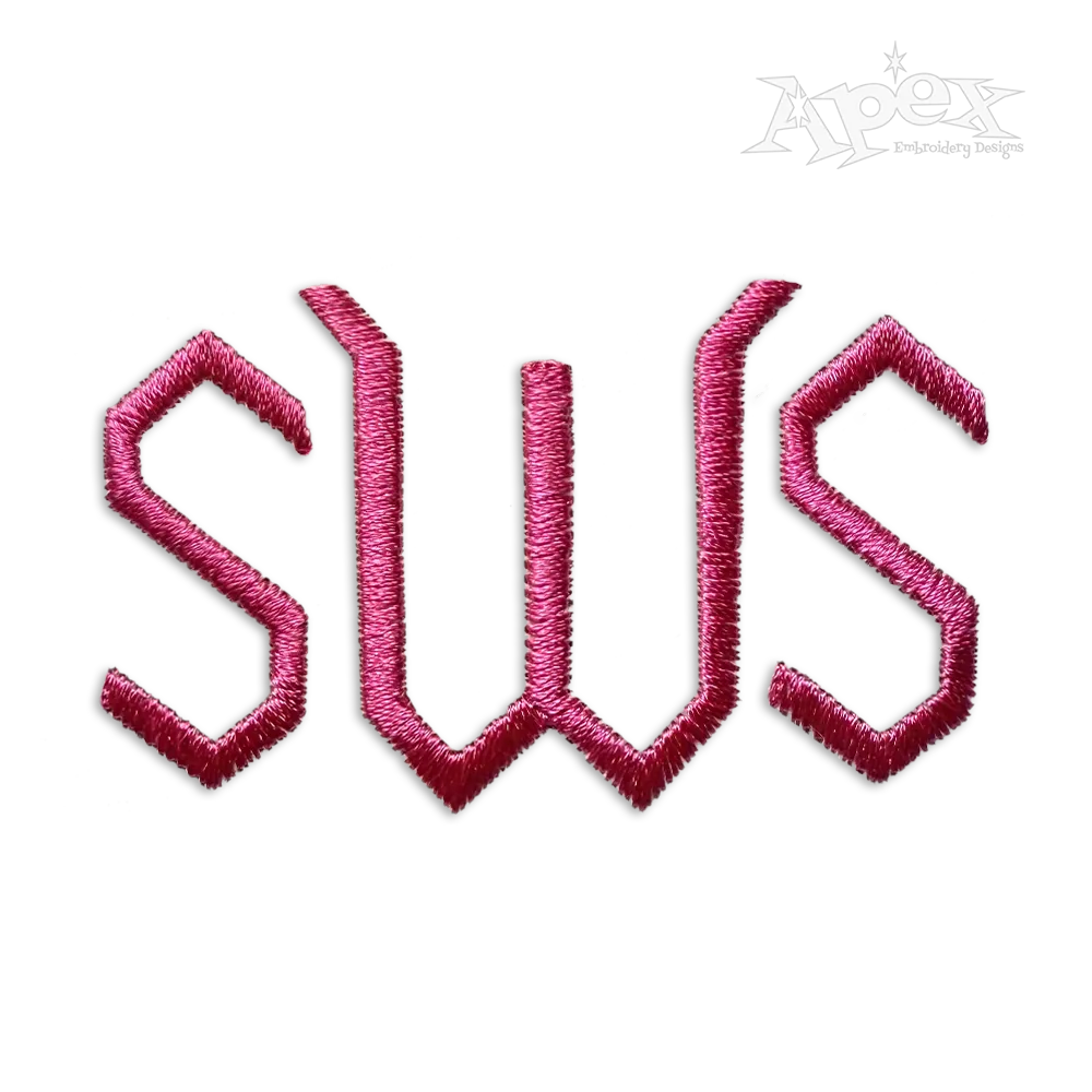 Diamond Top Embroidery Font by Apex Designs Letters