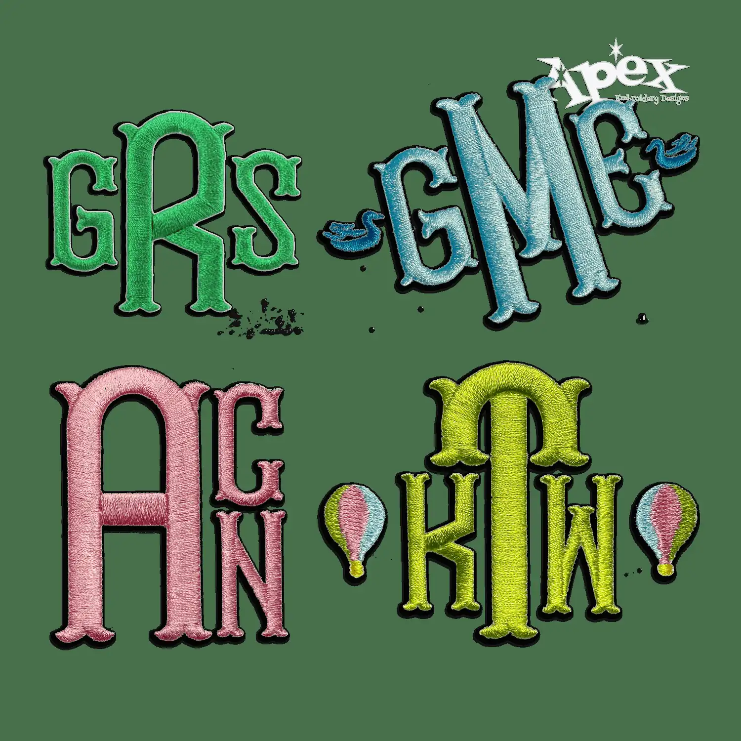Dimples Monogram Machine Embroidery Font by Apex