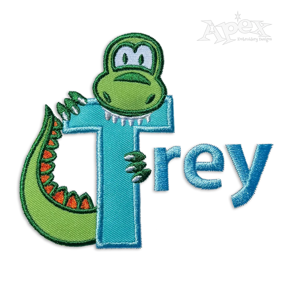Dinosaur Applique Machine Embroidery Font Design by Apex