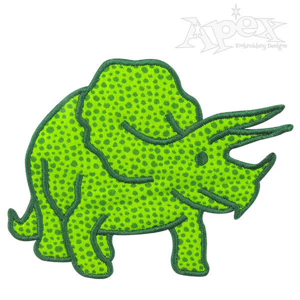 Dinosaur Triceratops Applique Embroidery Design