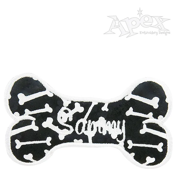 Dog Bone Applique Embroidery Design