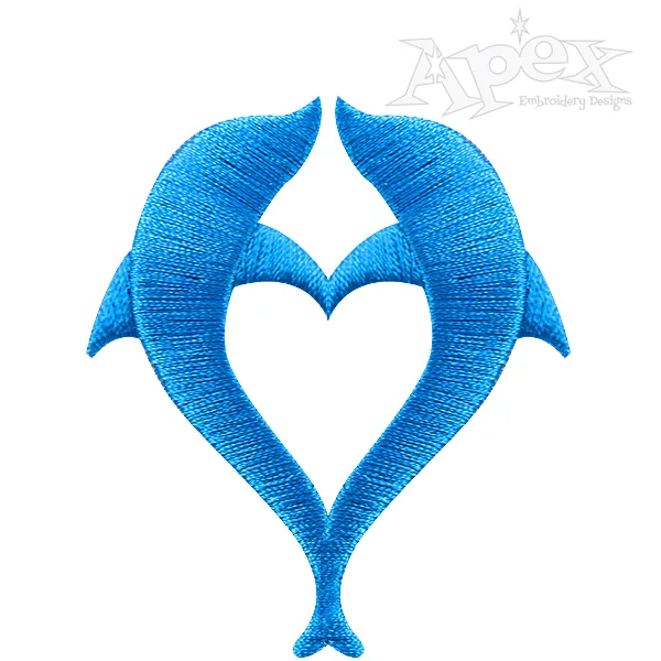 Dolphin Heart Embroidery Design