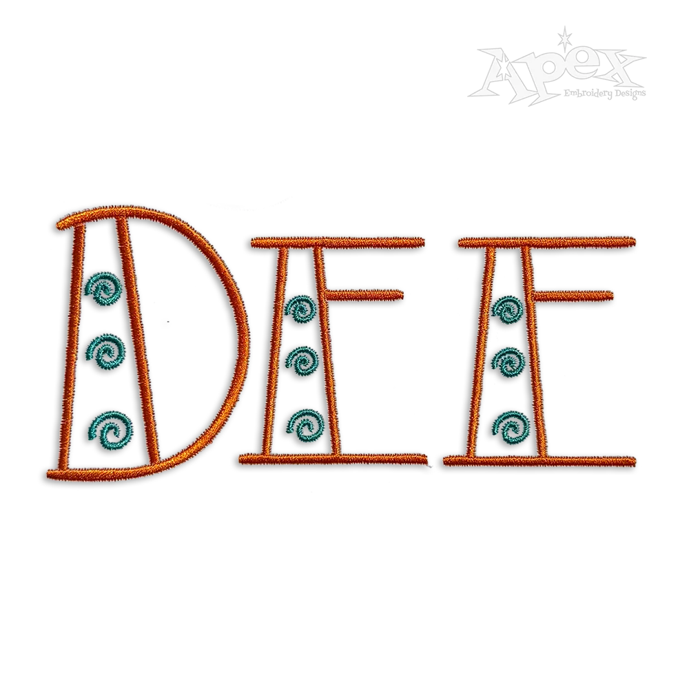 Doodle Swirl Machine Embroidery Font by Apex
