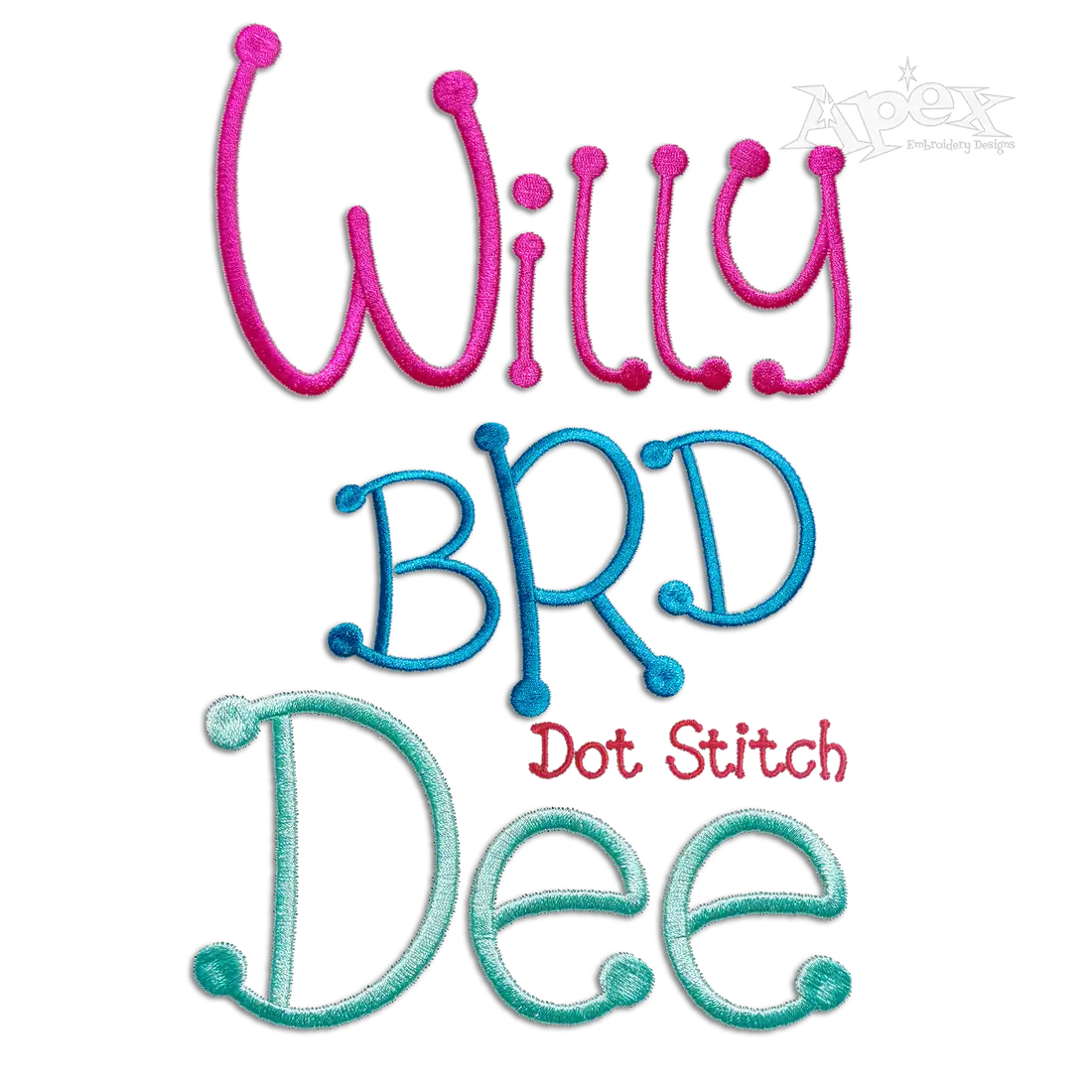 Dot Stitch Polka Dot Machine Embroidery Alphabet Font - Apex All