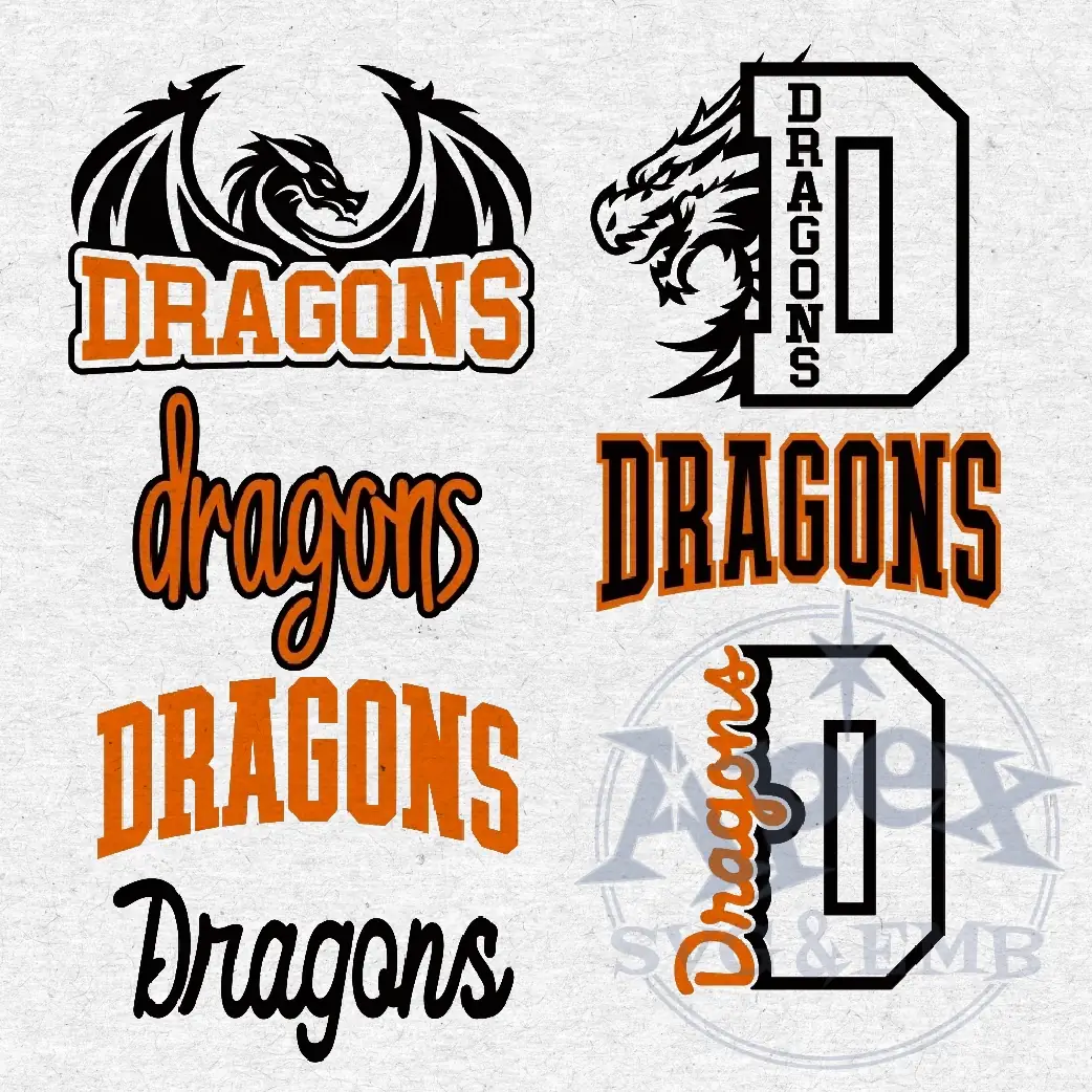Dragons School Mascot Sports Bundle Vector PNG Design