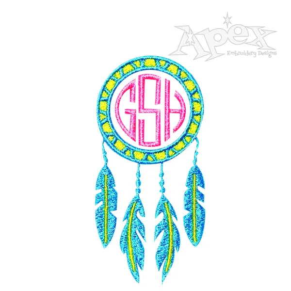 Dreamcatcher Feathers Monogram Embroidery Design