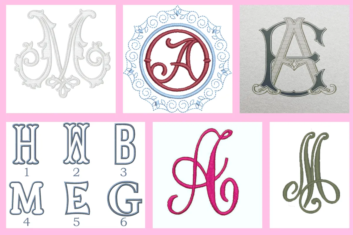 Each letter and abbreviation is embroidered individually.