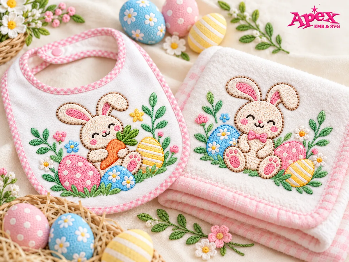 Easter Bunny Baby Embroidery Designs for Spring Gifts