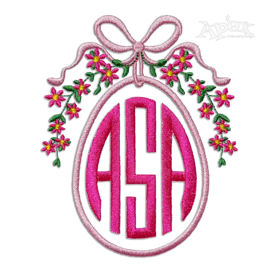 Easter Egg Shaped Monogram Embroidery Font Bow Frames