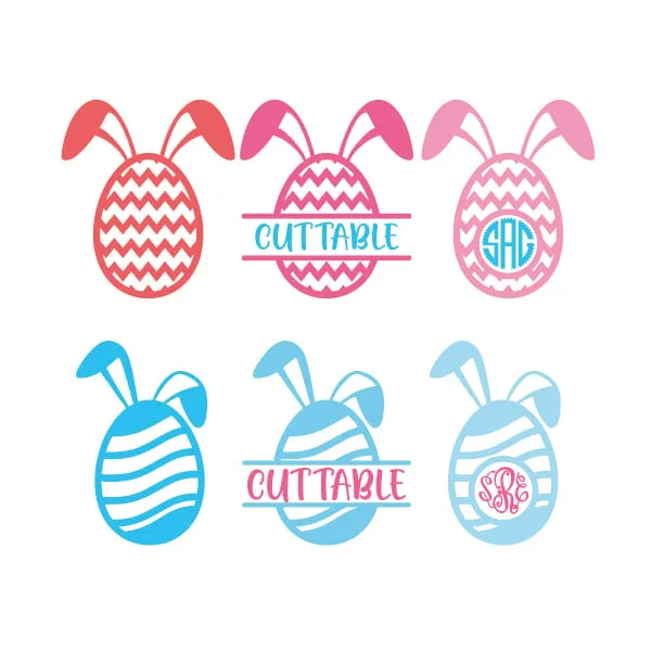 Easter Eggs Bunny Ears Frame SVG Cuttable Design