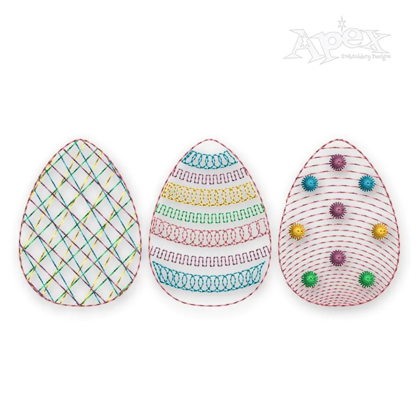 Easter Eggs Sketch Embroidery Design