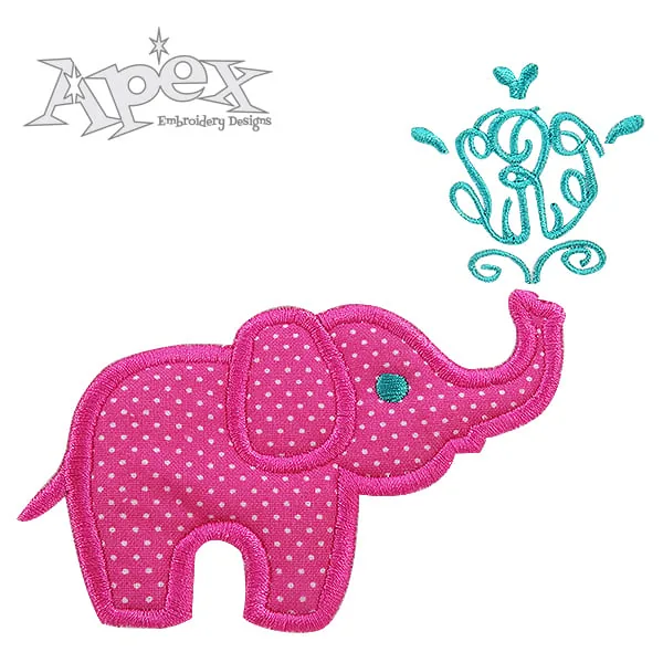 Elephant Applique Frame Embroidery Design