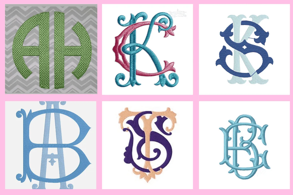 Embroidery of two-letter initials