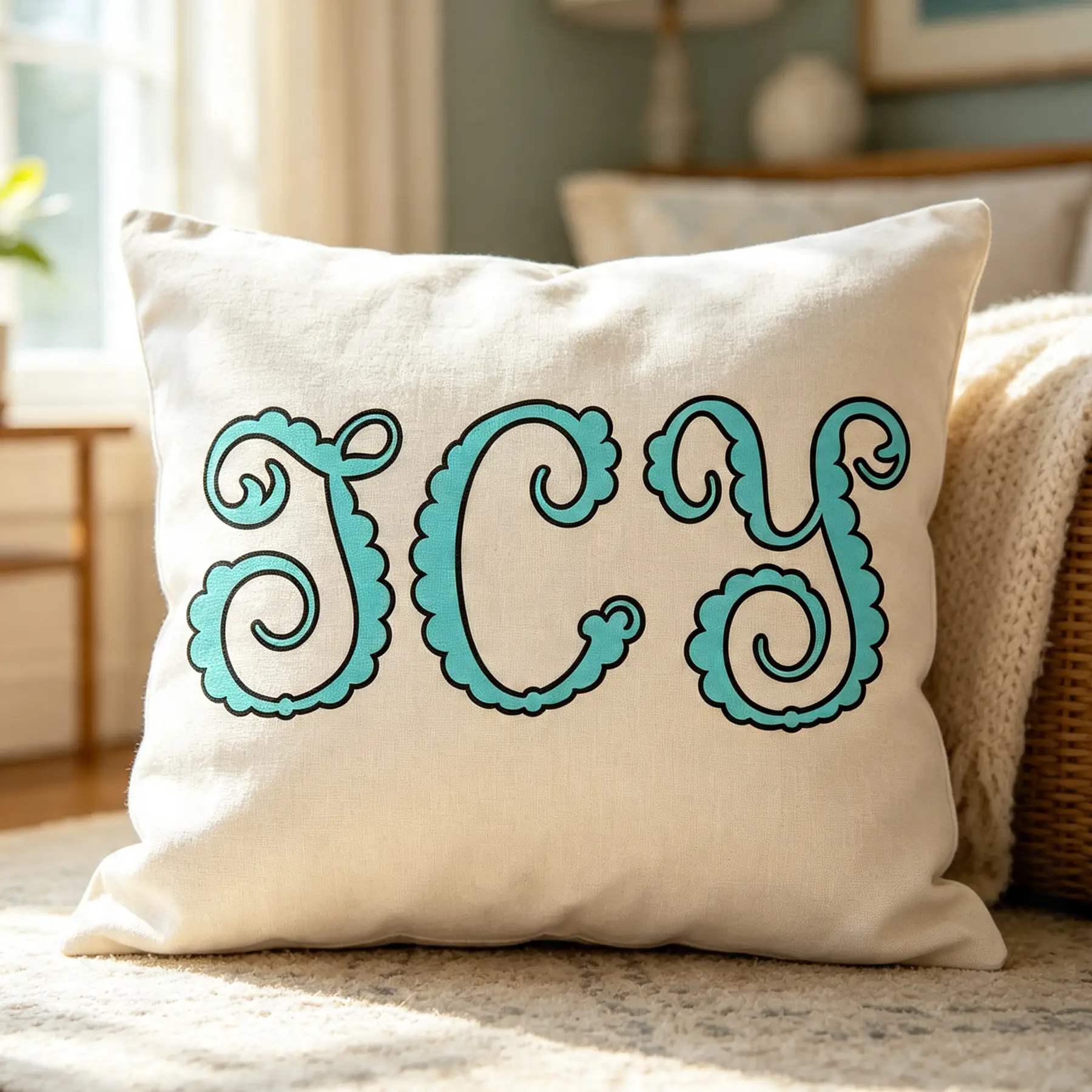 Emma Scalloped Open Monogram TrueType Font TTF Pillow